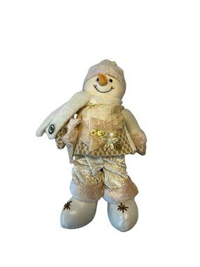 American Payroll Association Snowman Plush 12” Winter Decor Gold Cream Holiday F